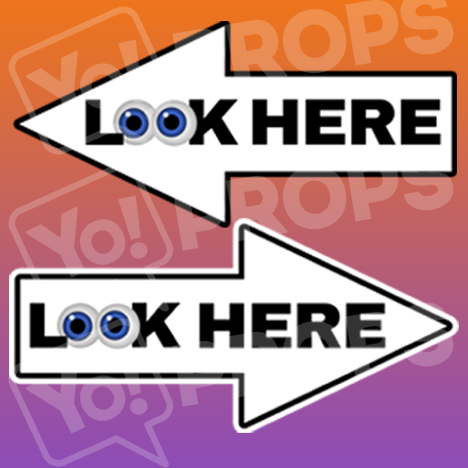 Attendant Sign - White "Look Here" Arrow