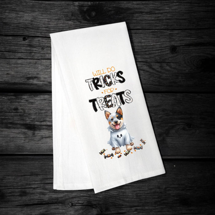 Australian Cattle Dog, Will Do Tricks for Treats Tea Towel, Aussie Mom, Kitchen Towel, Dish Towel, Flour Sack Towel, Dog Lover Gift - Premium from Pat's Monograms - Just $15.22! Shop now at Pat's Monograms