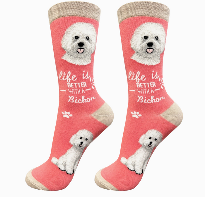 Bichon Frise - Life is Better Socks - Premium Socks from Sock Daddy - Just $10.95! Shop now at Pat's Monograms