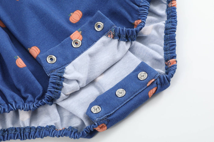 Blue Pumpkin Print Knit Smocked Romper - Premium from Lil Cactus - Just $36! Shop now at Pat's Monograms