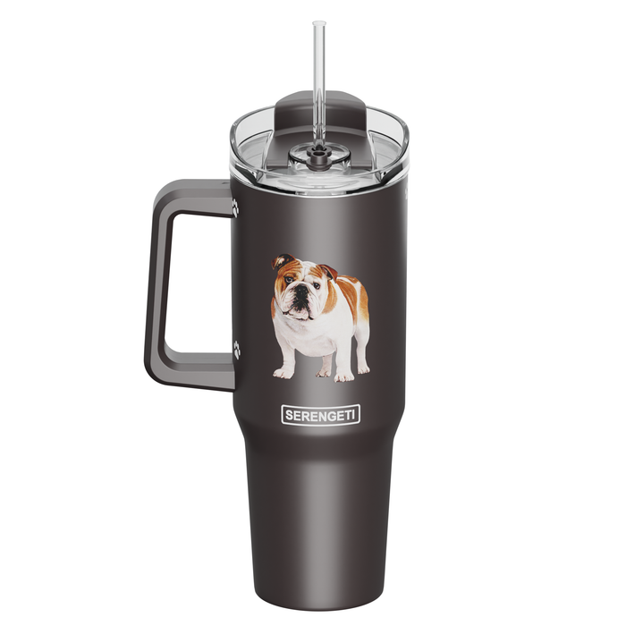 Bulldog 40 oz Tumbler with Handle and Straw Lid on - Premium from E&S Pets - Just $36.95! Shop now at Pat's Monograms