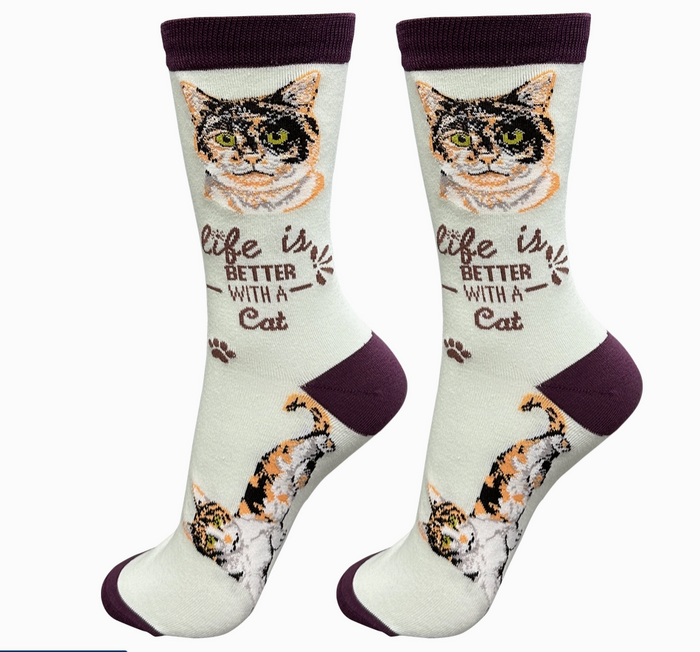 Calico Cat - Life is Better Socks - Premium Socks from Sock Daddy - Just $10.95! Shop now at Pat's Monograms