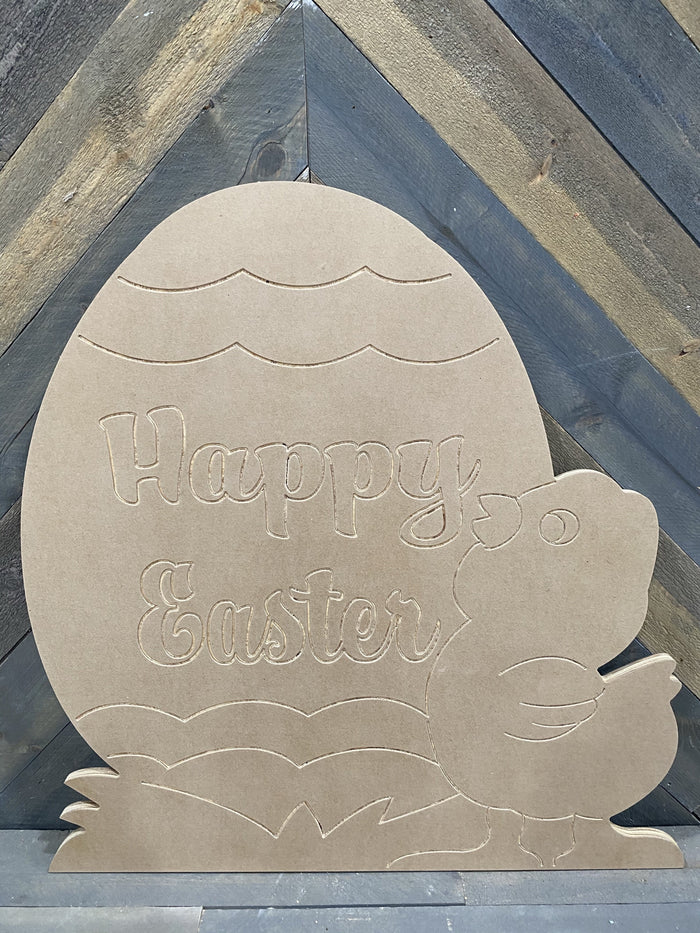 Blank egg yard sign with etched lines in for painting
