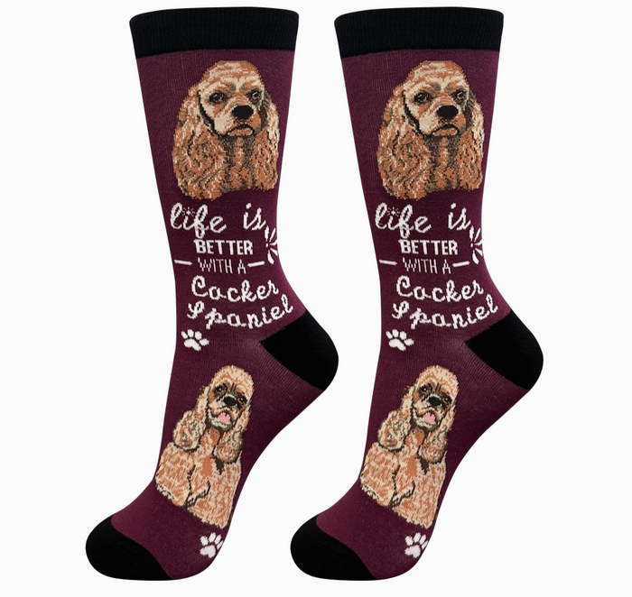Cocker Spaniel - Life is Better Socks - Premium Socks from Sock Daddy - Just $10.95! Shop now at Pat's Monograms