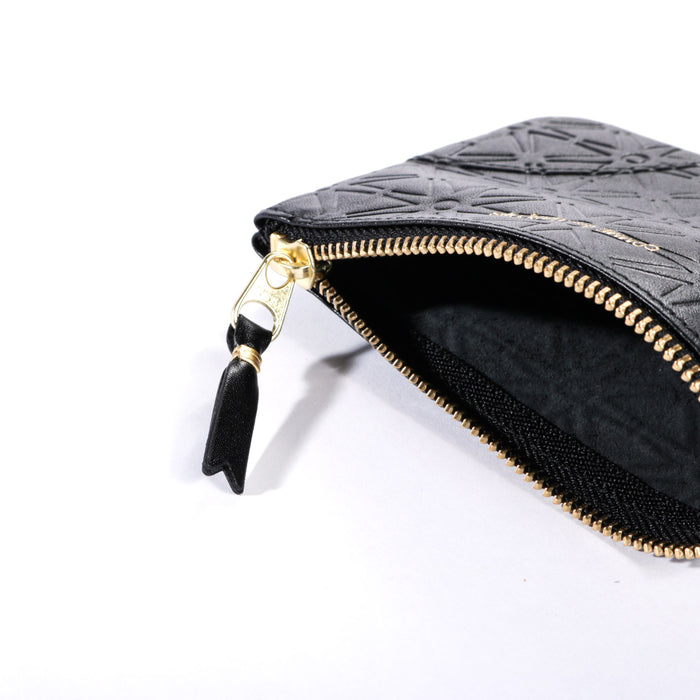 COMME DES GARCONS SA810E EMBOSSED LEATHER ZIP WALLET BLACK