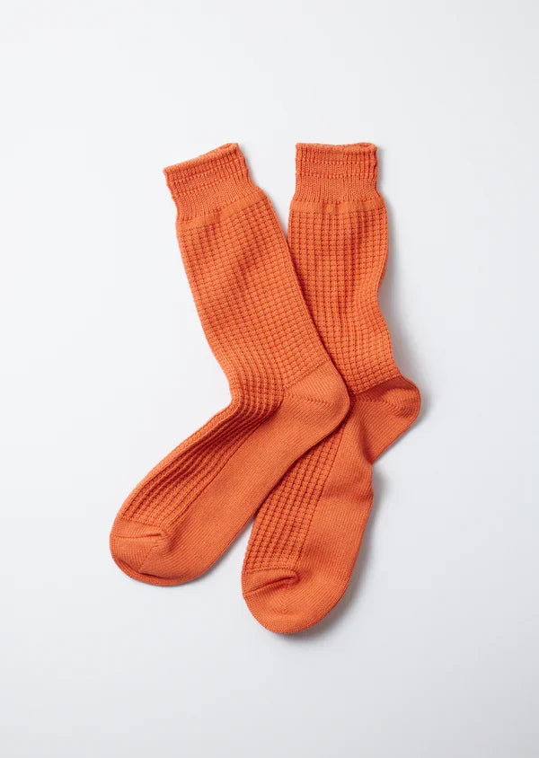 Cotton Waffle Crew Sock- L. Orange