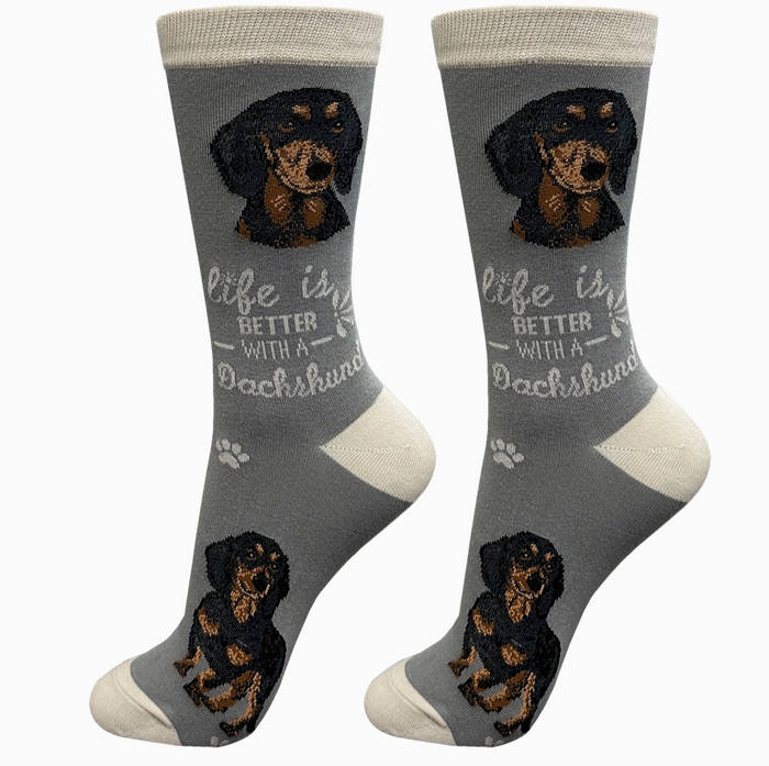 Dachshund Black - Life is Better Socks - Premium Socks from Sock Daddy - Just $10.95! Shop now at Pat's Monograms