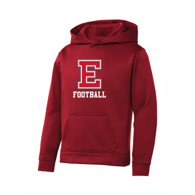 East Youth Football - Youth Sport-Tek® Sport-Wick® Fleece Hooded Pullover YST244 with full front logo