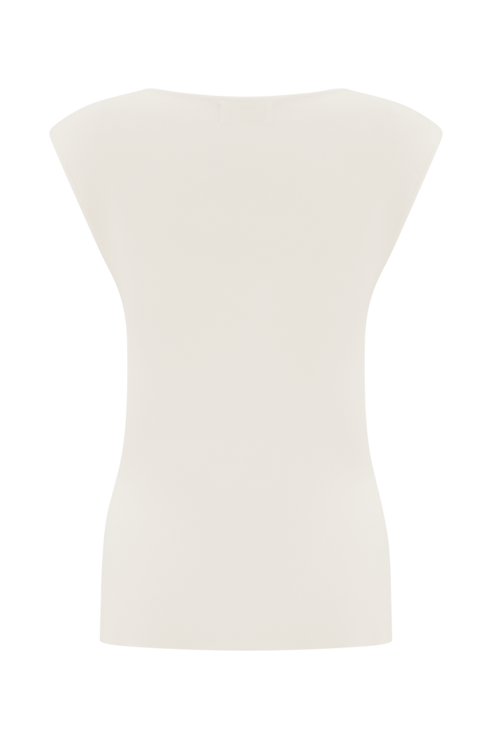 Francisca Cowl Neck Knit Top - White