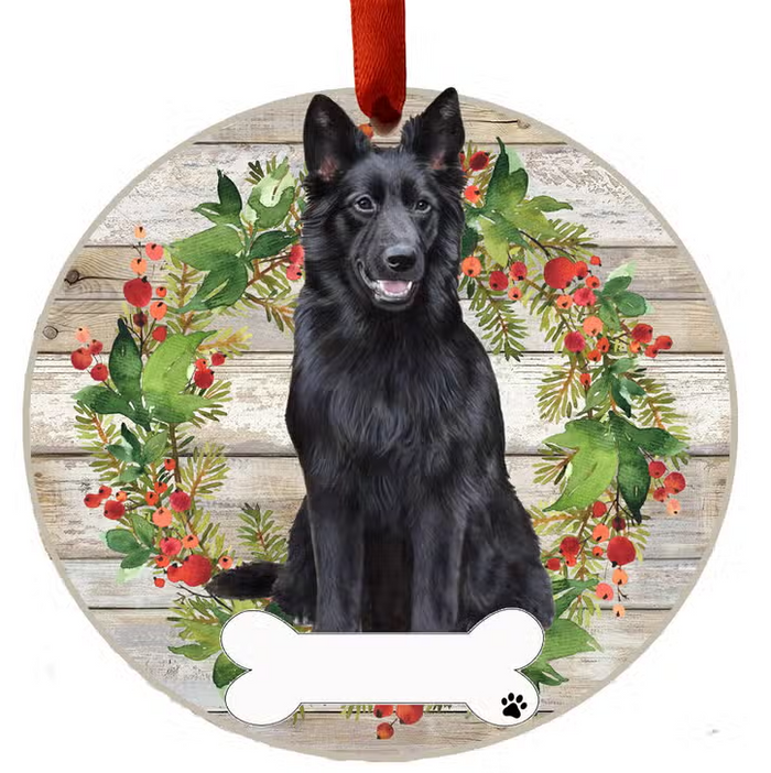 German Shepherd Black Ceramic Wreath Ornament - Premium Christmas Ornament from E&S Pets - Just $9.95! Shop now at Pat's Monograms