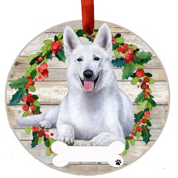 German Shepherd White Ceramic Wreath Ornament - Premium Christmas Ornament from E&S Pets - Just $9.95! Shop now at Pat's Monograms