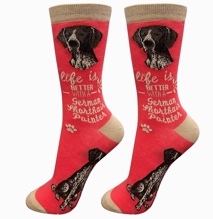 German Shorthaired Pointer - Life is Better Socks - Premium Socks from Sock Daddy - Just $10.95! Shop now at Pat's Monograms
