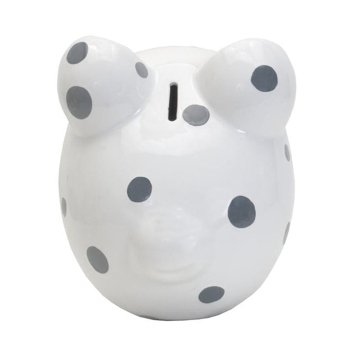 Gray Multi Dot Piggy Bank - Premium Baby Gift from Child To Cherish® - Just $34.95! Shop now at Pat's Monograms