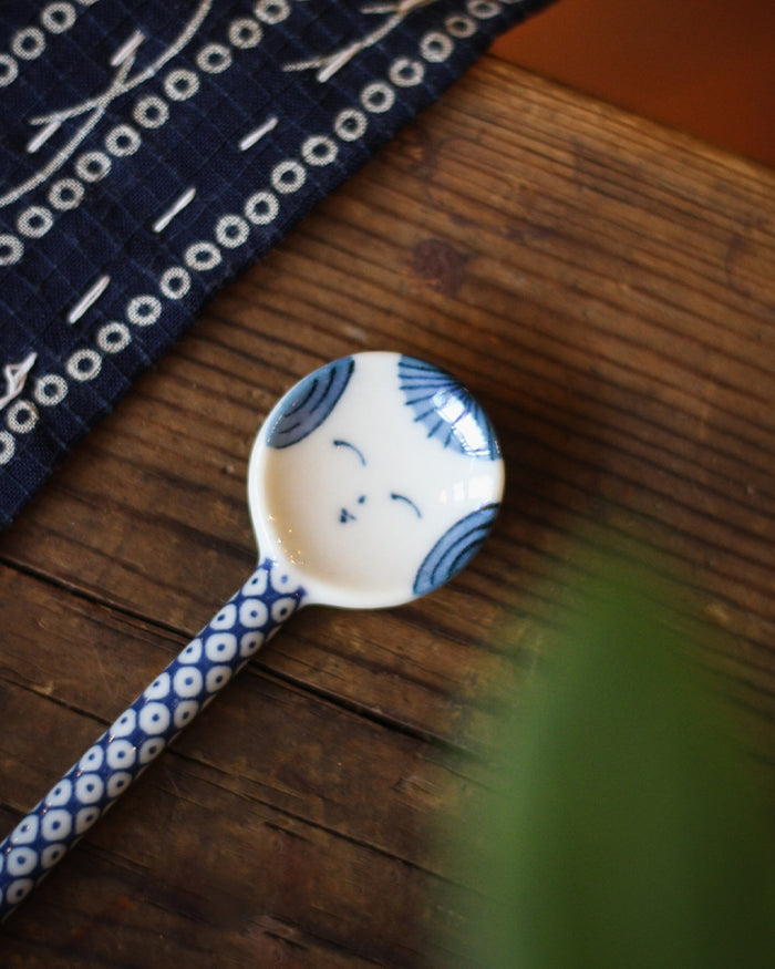 Hand-Painted Spoon, Ichiyama, Kokeshi, Indigo