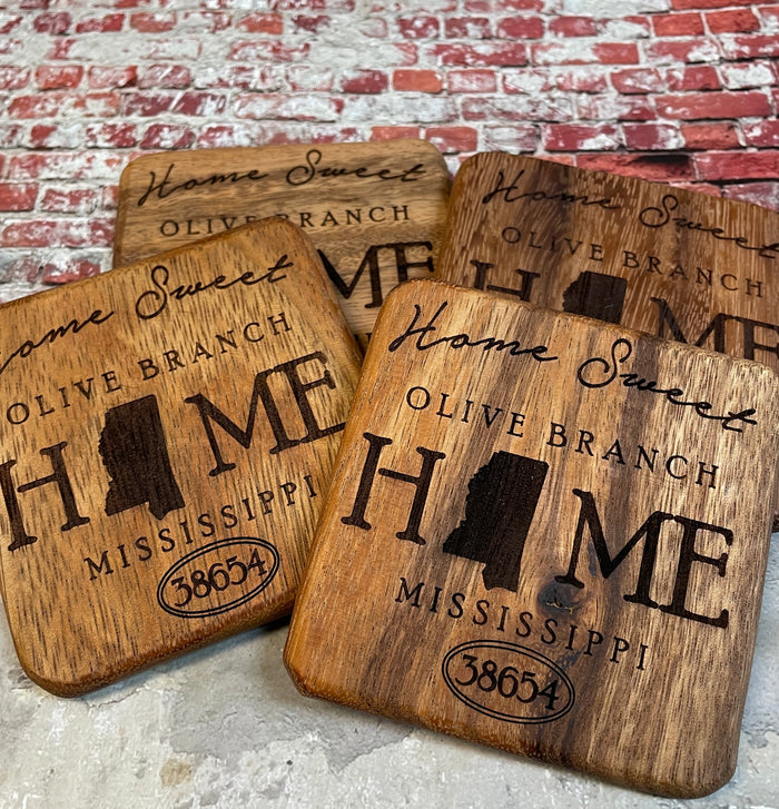 Home Sweet Home Coasters - Solid Walnut - Premium from Pat's Monograms - Just $26.95! Shop now at Pat's Monograms