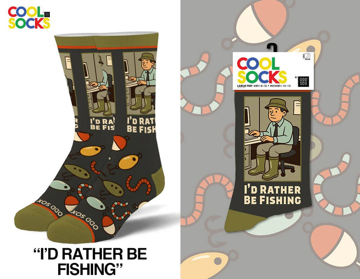I'd Rather Be Fishing Socks - Premium Socks from Cool Socks - Just $13.95! Shop now at Pat's Monograms