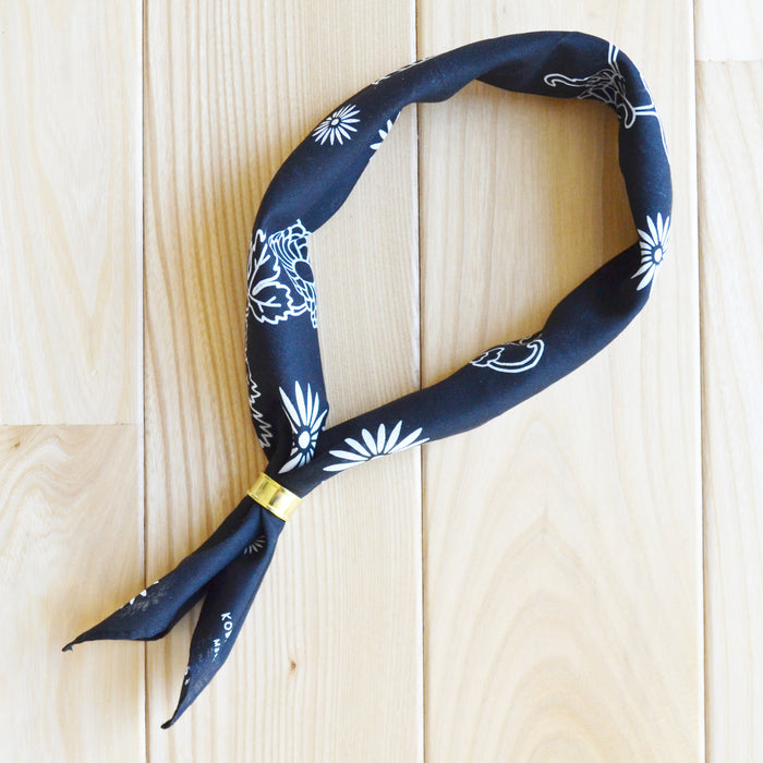 Kobashi Studio BN53BK Japanese Chrysanthemum Bandana- Black “Shikkoku”