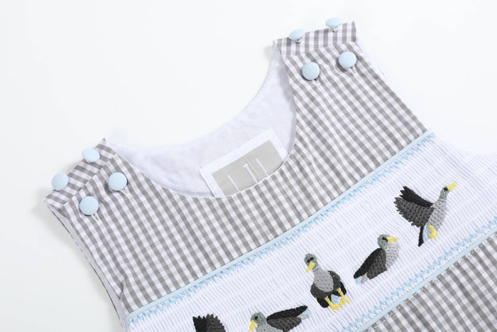 Light Gray Mallard Smocked Overalls - Premium Baby & Toddler Outfits from Lil Cactus - Just $38.95! Shop now at Pat's Monograms