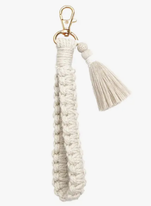 Macrame Flat Square Knot Wristlet Keychain with Tassel - Premium from Adorro - Just $9.0! Shop now at Pat's Monograms