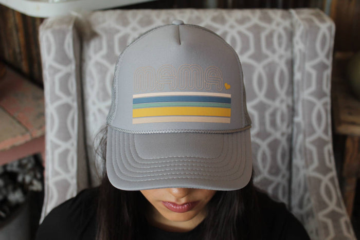 Mama Retro Striped Foam Trucker - Premium from Vibes Hat Company - Just $22.95! Shop now at Pat's Monograms