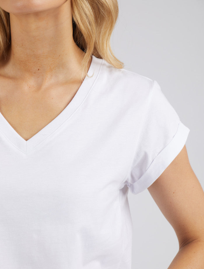 Women's White Pima Cotton Tee with Curved Hem | Gretel Lane