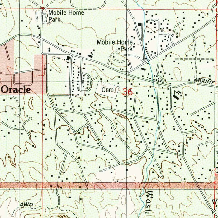 Map of Oracle, Arizona by USGS, 1996 – Catalina Mountains, San Pedro River & Mt. Lemmon
