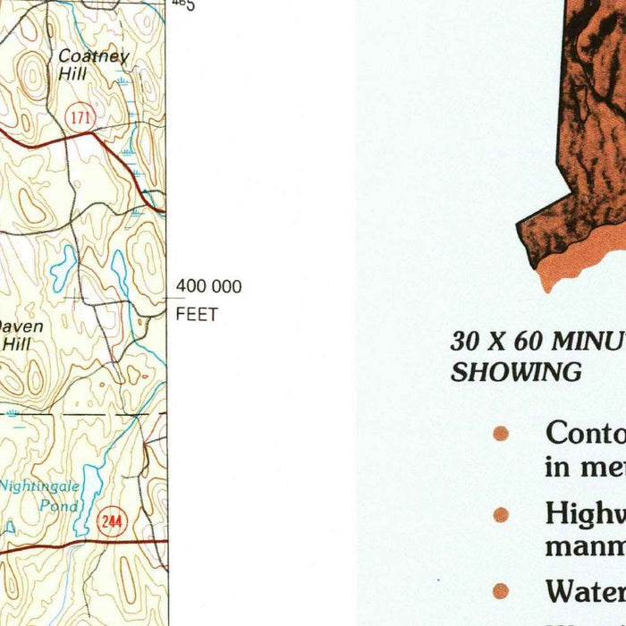 Map of Storrs, Connecticut by USGS, 1994 – Hartford, Mansfield & Connecticut River