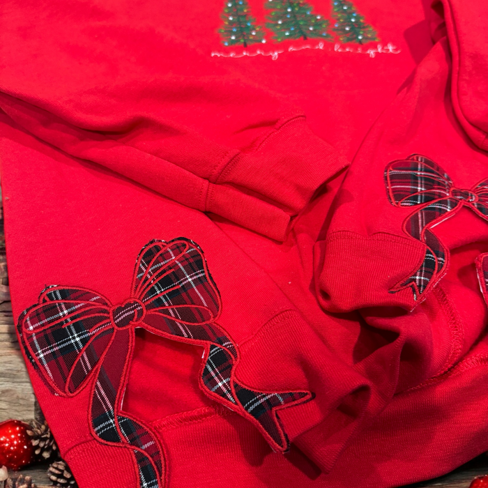 Merry and Bright - Side Bow Sweatshirt - Premium Christmas Shirts from Pat's Monograms - Just $64.95! Shop now at Pat's Monograms