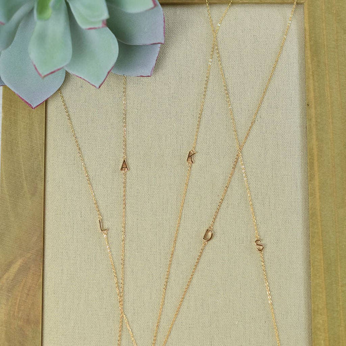 Mini Sideways Letter Necklace: Gold Dipped