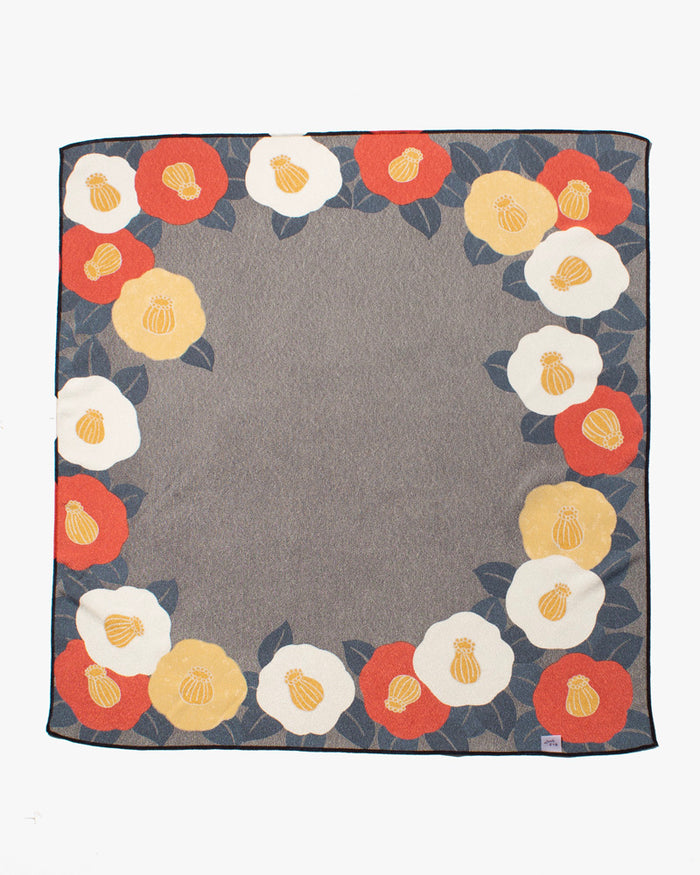 Modern Furoshiki, Musubi, Koetsu Chirimen Yuzen Dying, Camellia x 27.5" x 27.5"