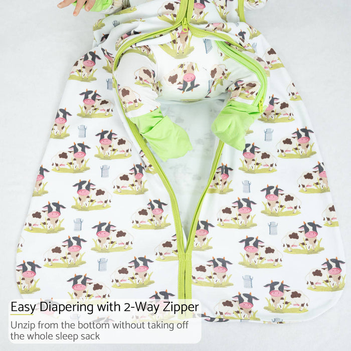 Moo Moo Here Baby Sleep Sack, 100% Organic Cotton - Premium Baby Sleepwear from LollyBanks - Just $21.95! Shop now at Pat's Monograms