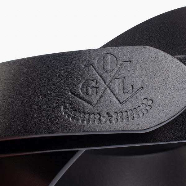 OGL Double Prong Garrison Buckle Leather Belt - Black OGL-BELT-FULL-DPGAR-BLK