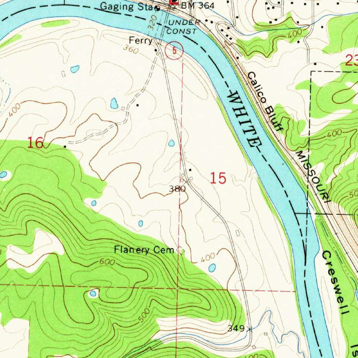 Old Map of Calico Rock, Arkansas by USGS, 1964 – White River & Ozark National Forest