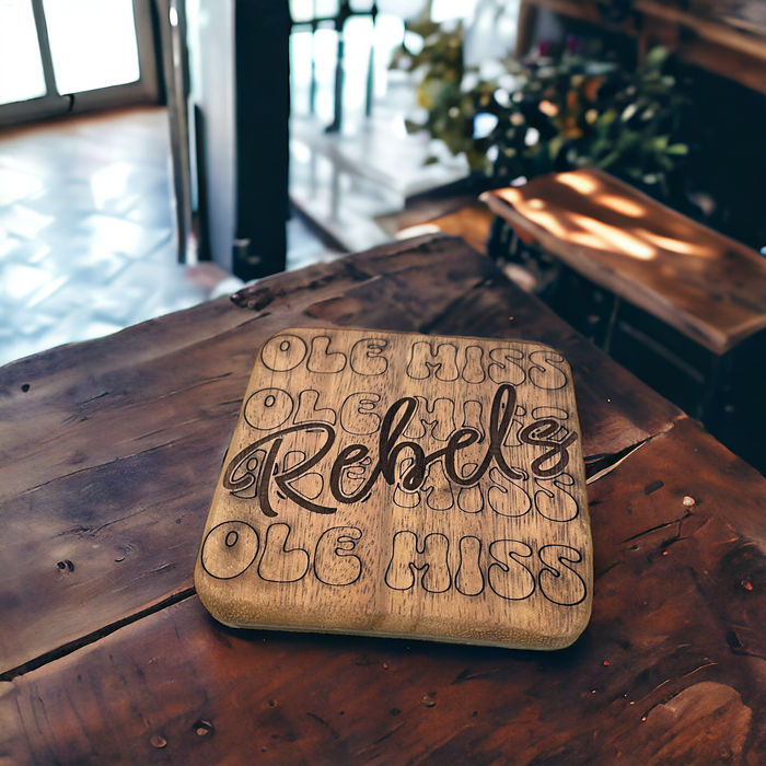Ole Miss Rebels Coasters - Solid Walnut - Premium from Pat's Monograms - Just $26.95! Shop now at Pat's Monograms