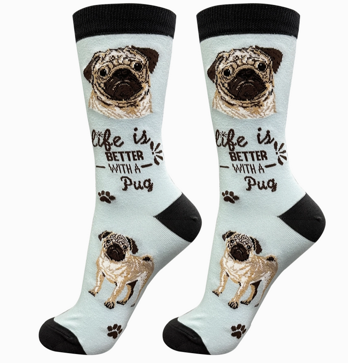Pug - Life is Better Socks - Premium Socks from Sock Daddy - Just $10.95! Shop now at Pat's Monograms