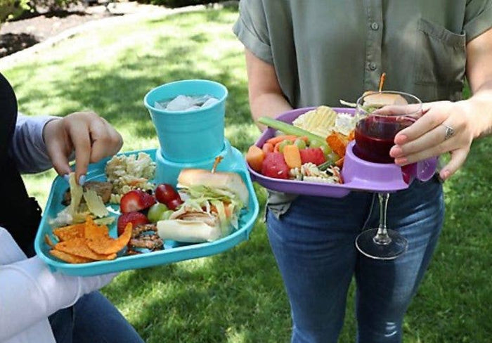 Reusable Party Plates w/ Beverage Holder - Set of 4 - Red - Premium Kitchen Accessories from Fancy Panz - Just $19.95! Shop now at Pat's Monograms