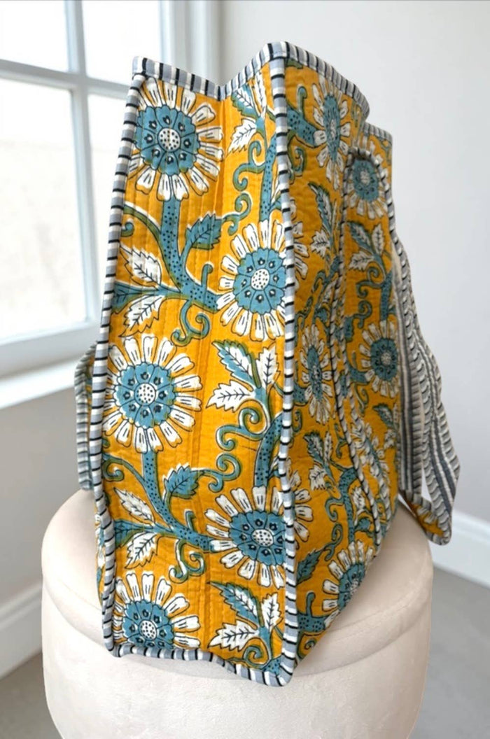 Rourke Yellow Floral Patterned Tote Bag - Premium from Nash Grey - Just $59.95! Shop now at Pat's Monograms