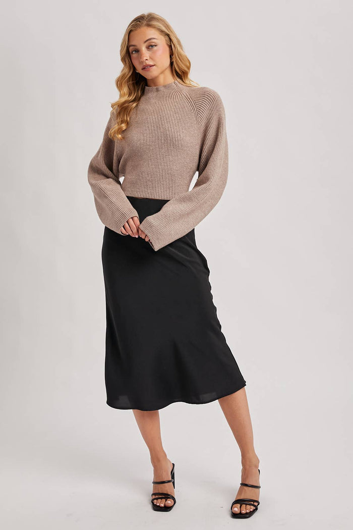 SATIN MIDI SKIRT