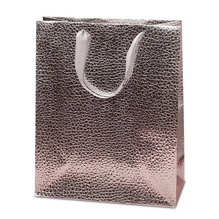 Silver Metallic Snake Embossed Medium Totes Pack of 12