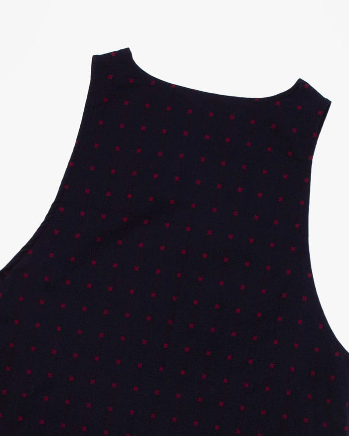 ToK Japanese Apron, Button Up Side, Indigo with Red 'X' Stitching