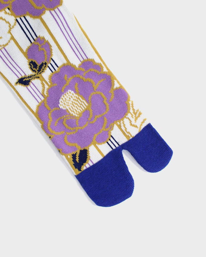 Wa Modern, Tabi Socks, Crew, Shima Tsubaki, Cream and Lavender - (S/M)