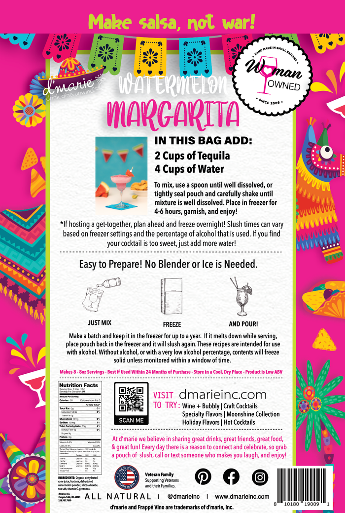 Watermelon Margarita - Ready-To-Freeze Cocktail - Premium drink mix from d'marie inc. - Just $17! Shop now at Pat's Monograms