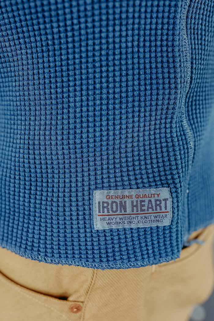 1301 Waffle Knit Long Sleeved Crew Neck Thermal Top - Indigo Dyed IHTL-1301-IND