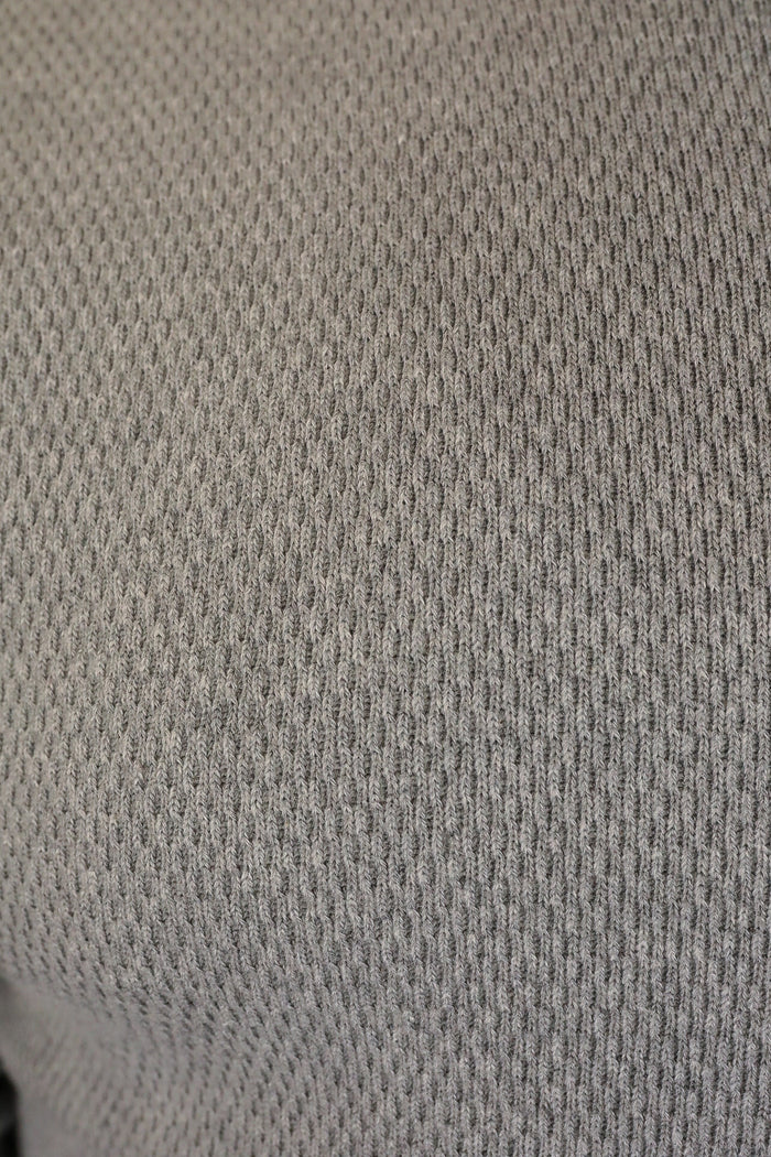 1700 Cotton Knit Crew Neck Long Sleeved Thermal Sweater - Grey