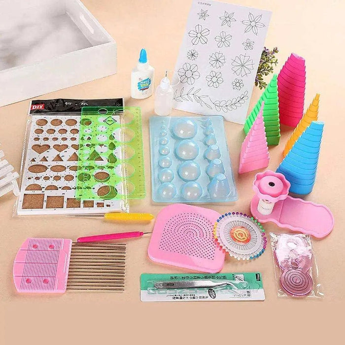 19-piece paper quilling tools kit with slotted pens tweezers board and glue bottle