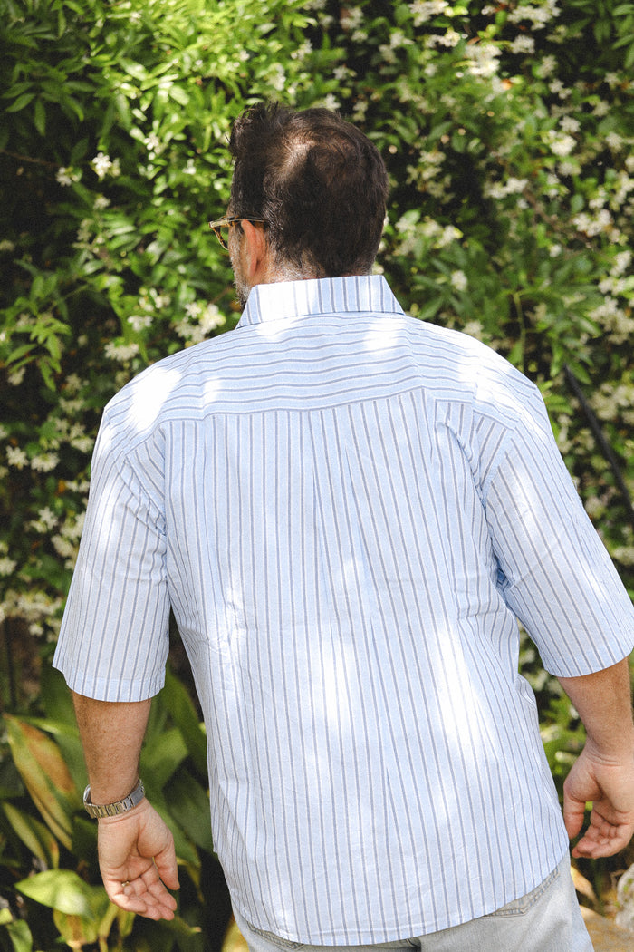 3sixteen Short Sleeve Commuter Shirt -Blue Stripe