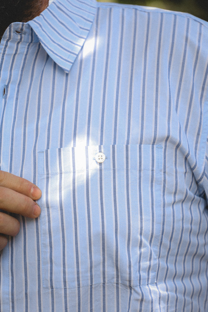 3sixteen Short Sleeve Commuter Shirt -Blue Stripe