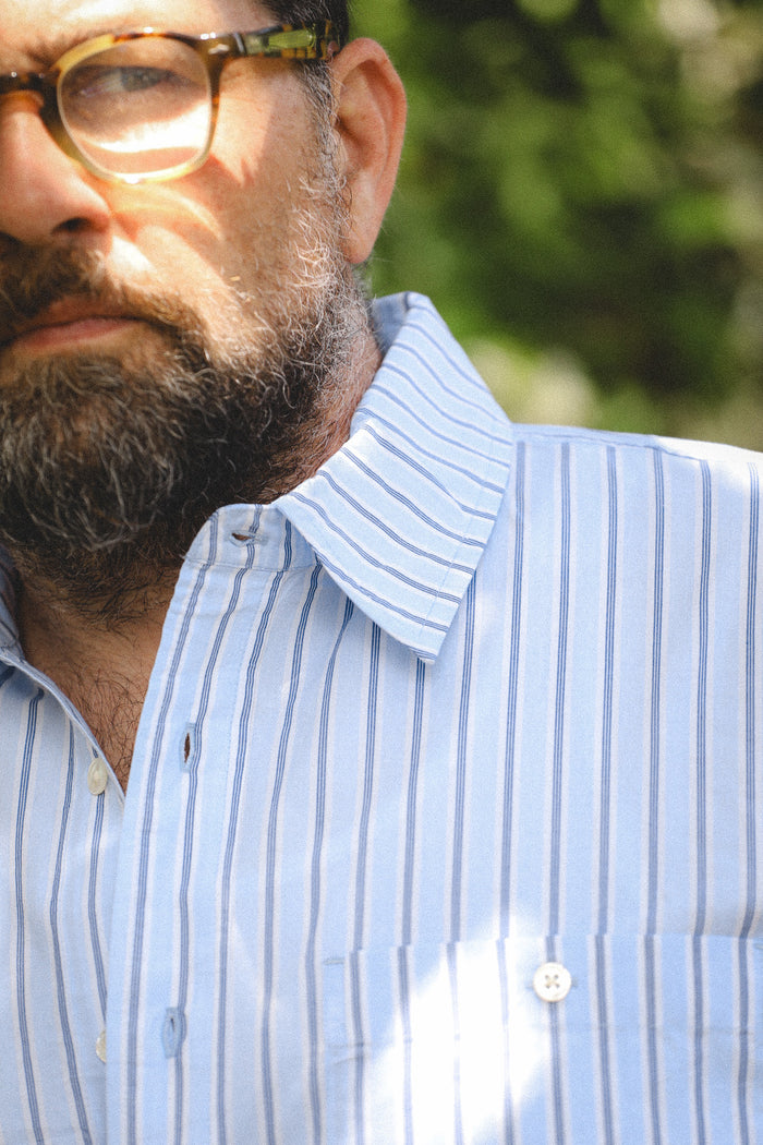 3sixteen Short Sleeve Commuter Shirt -Blue Stripe