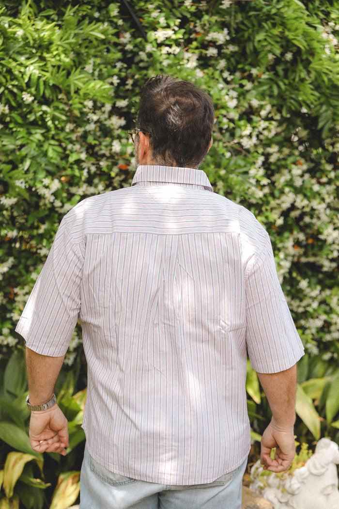 3sixteen Short Sleeve Commuter Shirt- Tan Stripe