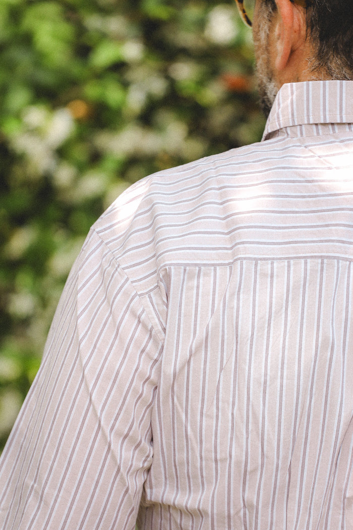 3sixteen Short Sleeve Commuter Shirt- Tan Stripe